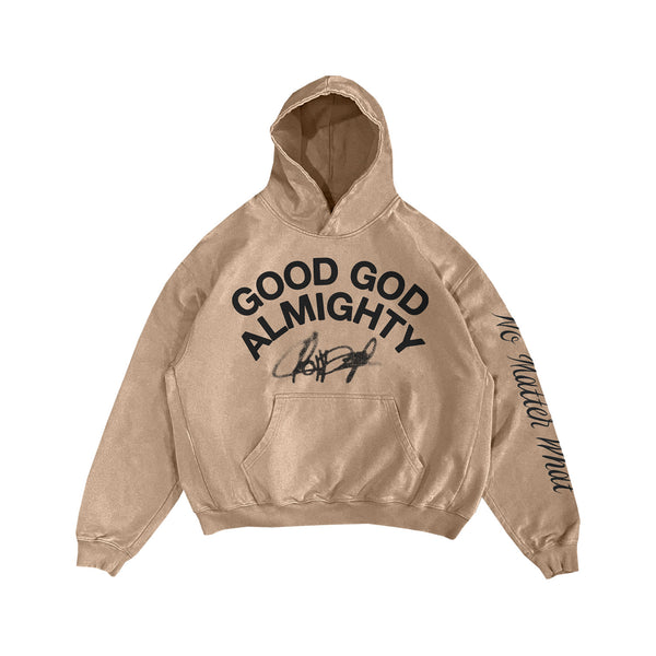 David Crowder Good God Almighty Tan Hoodie Sweatshirt