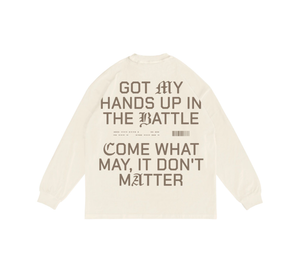 "No Rivals" Long Sleeve T-Shirt featuring bold typography on the front and faith-driven lyrics on the back. This refers to Crowders song " No Rival"