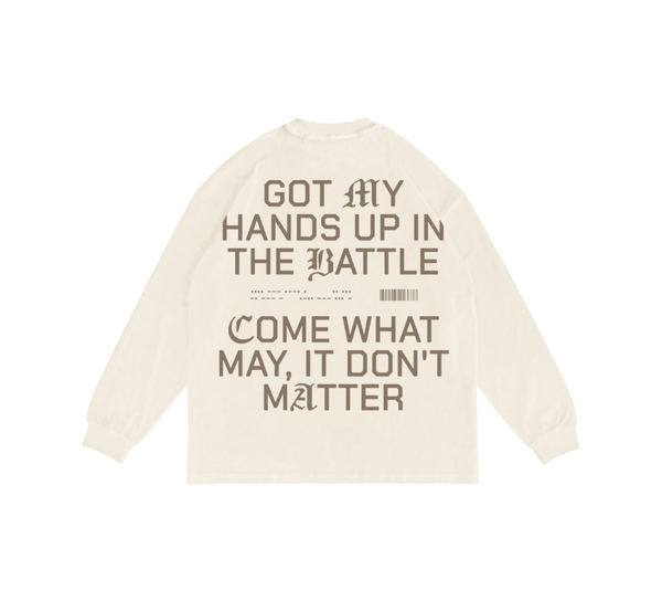 "No Rivals" Long Sleeve T-Shirt featuring bold typography on the front and faith-driven lyrics on the back. This refers to Crowders song " No Rival"